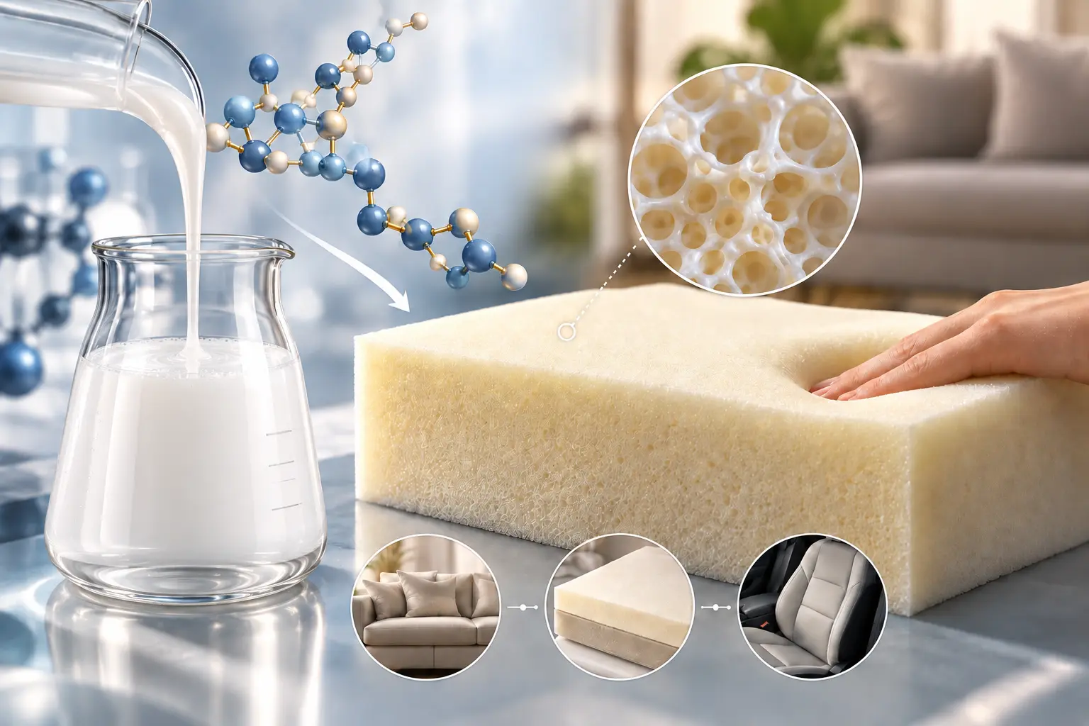 تاثیر پلی ال پلیمریک یا POP (Co-Polymer Polyol) در فوم نرم پلی یورتان
